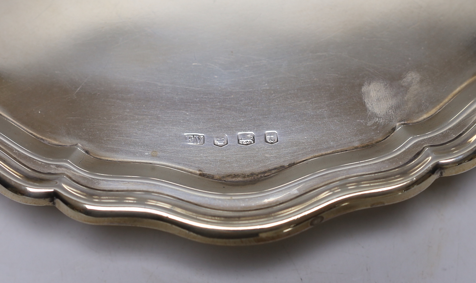 A George VI silver salver, Viners Ltd, Sheffield, 1936, 25.8cm, 17.3oz.